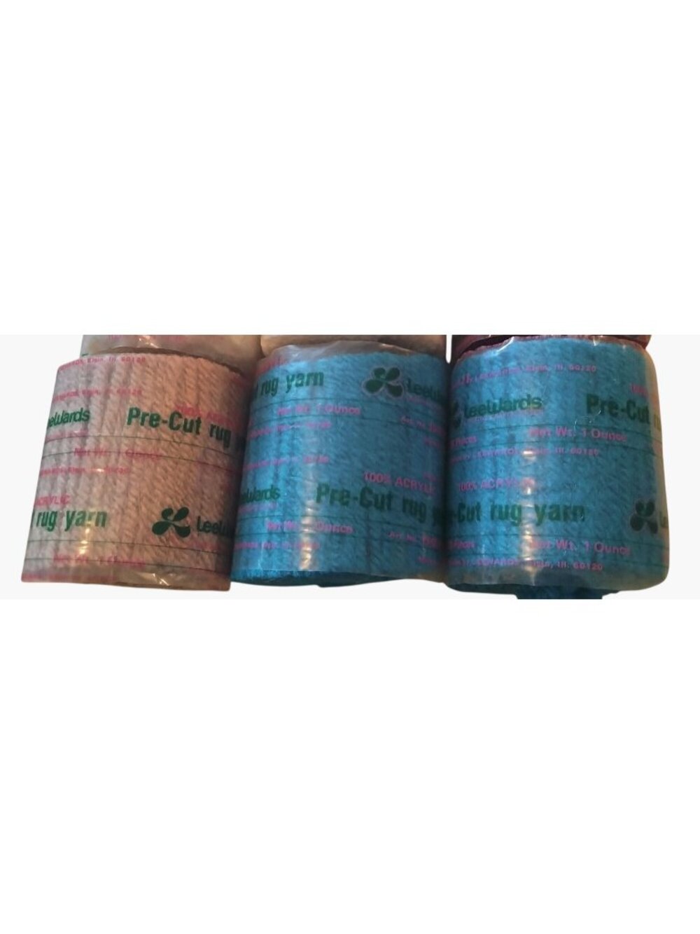 Leewards Pre Cut Rug Yarn Red Blue Tan Acrylic Hook Latch France Lot 4
